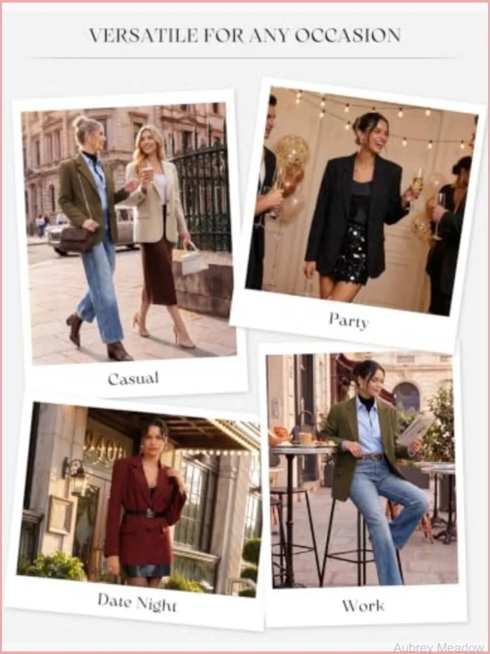 Women's Blazer Business Casual Short Suit Jacket Long Sleeve Lapel Pockets
